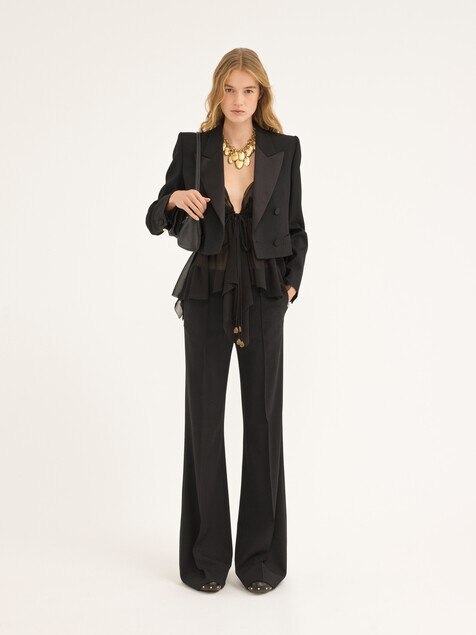 Flared trousers in stretch wool