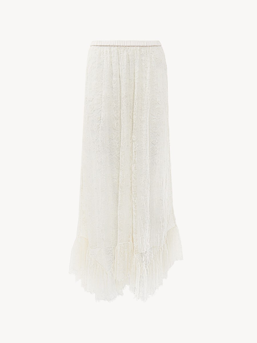 Ruffled midi skirt in floral lace jacquard - 2