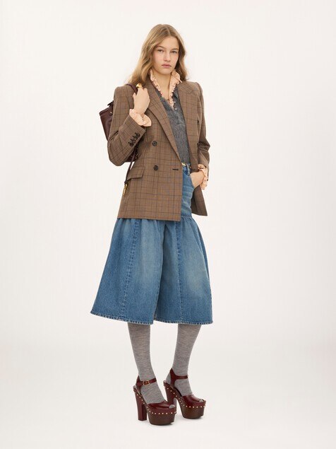 Chaqueta de sastre con doble botonadura de lana de cuadros