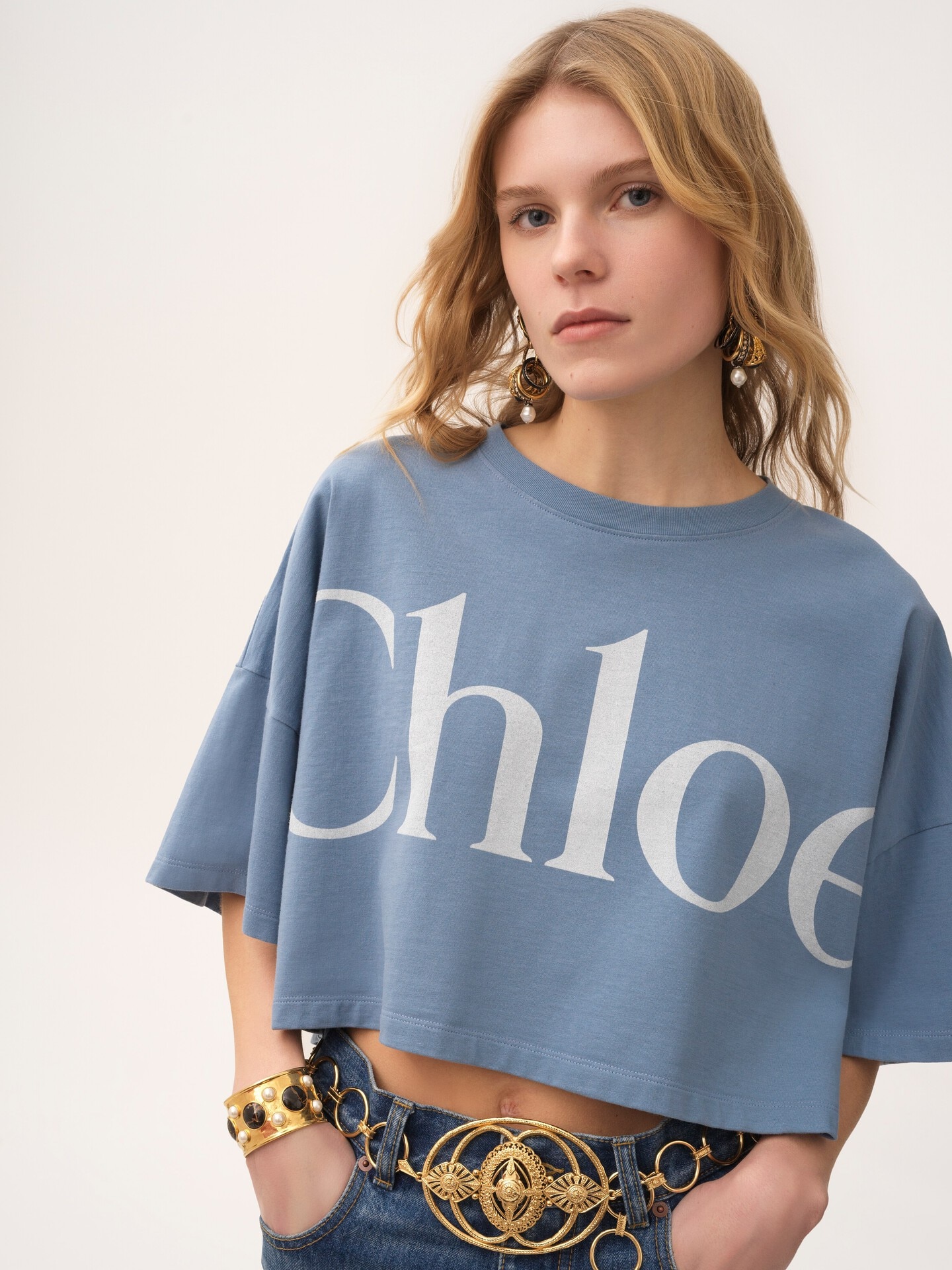 Cropped boxy logo T-shirt in cotton jersey - 4