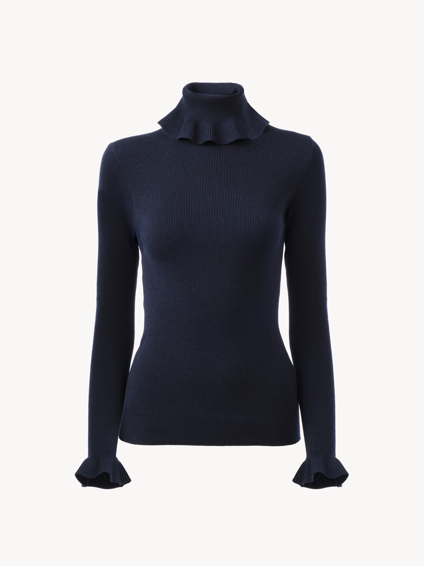 Fitted turtleneck jumper in a cotton & wool knit - 1