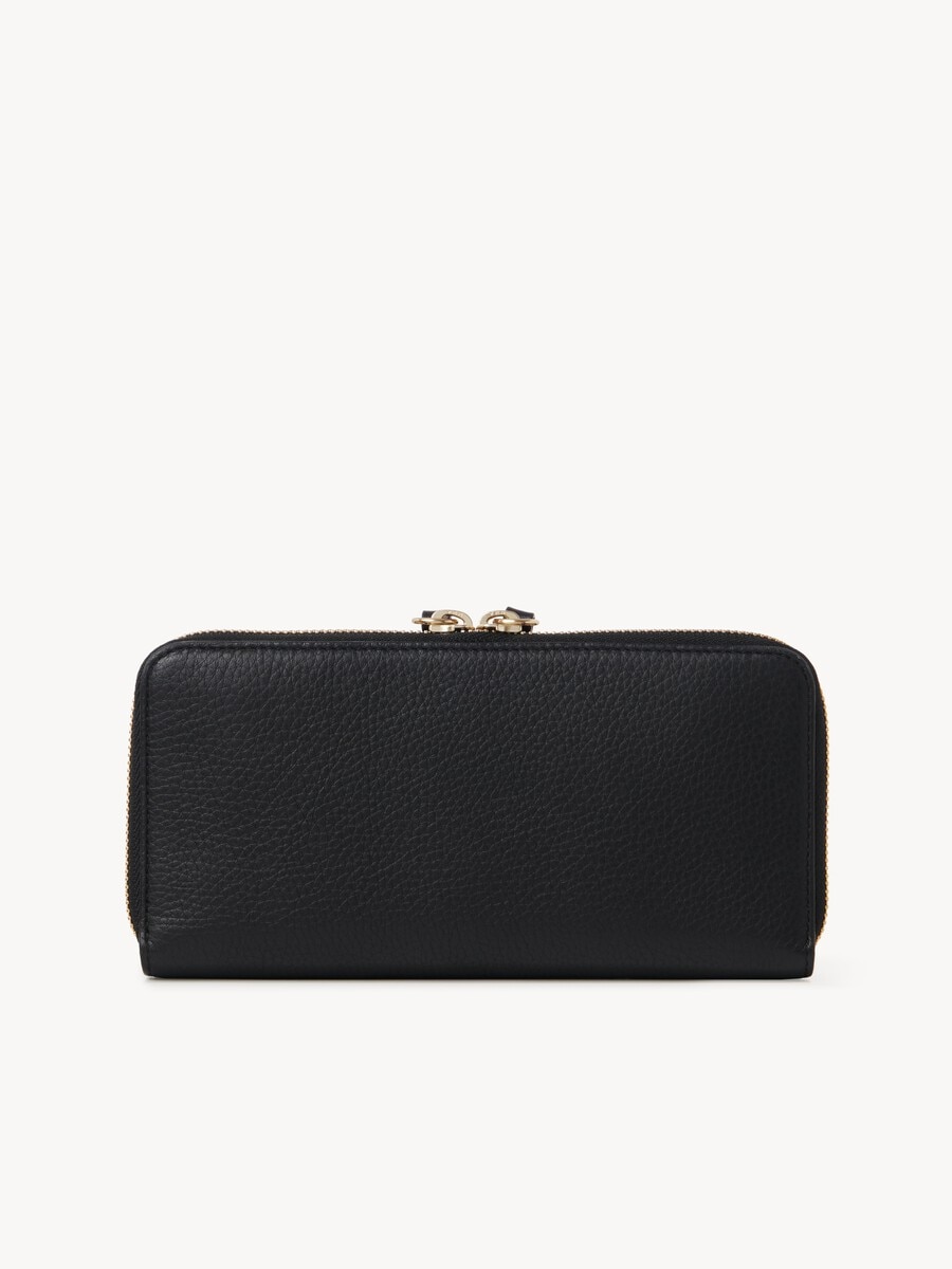 Alphabet zipped long wallet in grained leather - 3