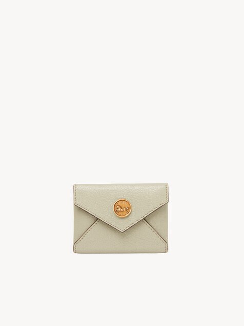 Envelope card holder in grained leather