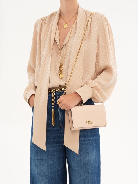 Chloé Iconic flap wallet on chain in shiny leather