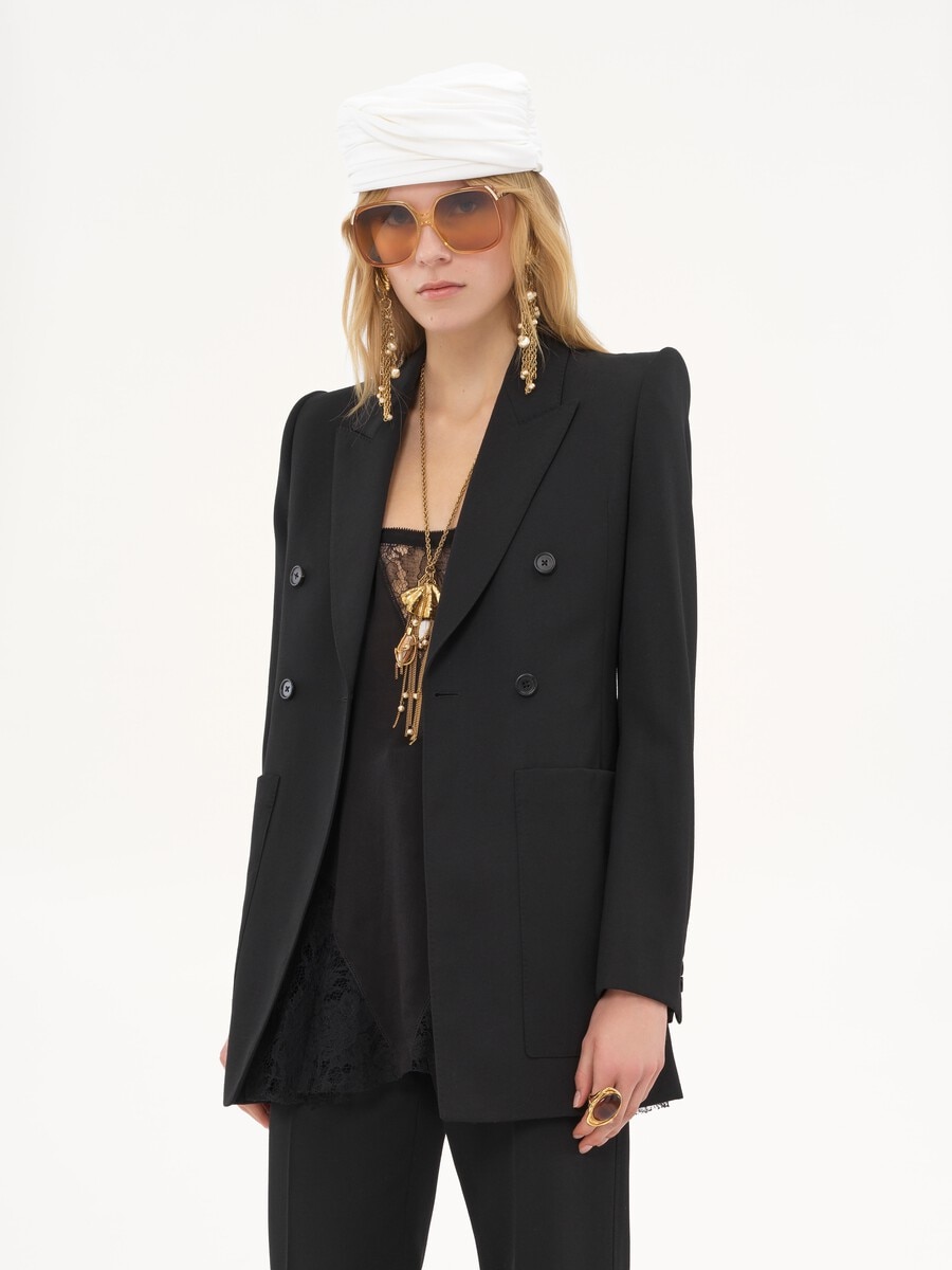Tailored jacket in wool grain de poudre - 6