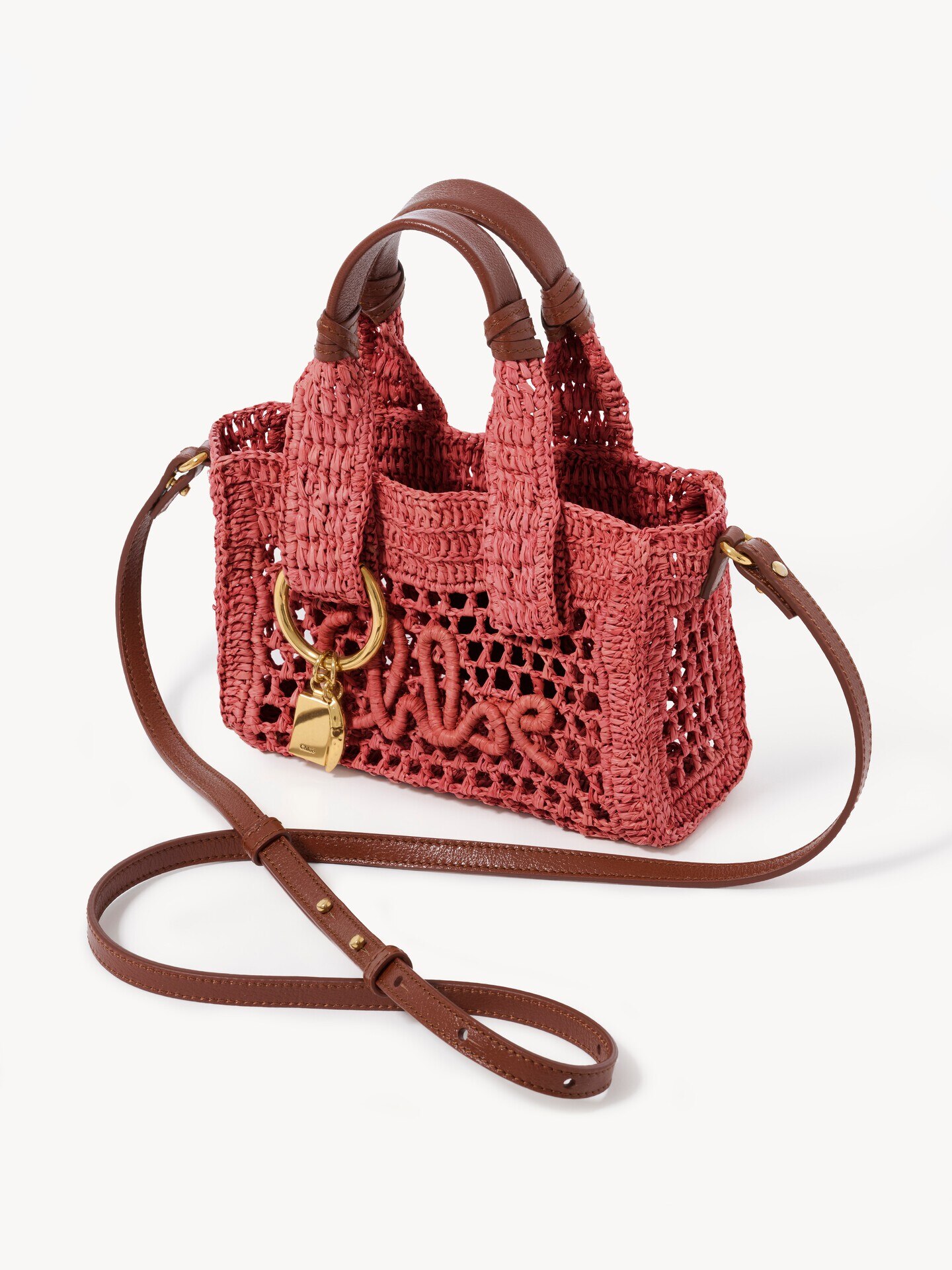 Minibolso tote Summer Banana East-West de rafia - 3