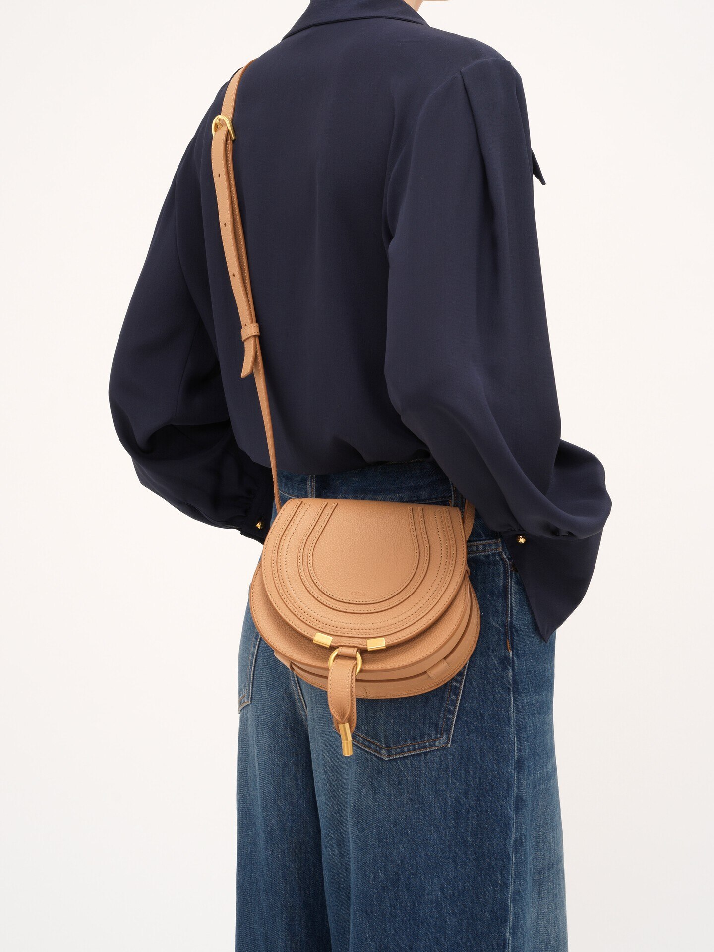 Small Marcie saddle bag in grained leather - 3