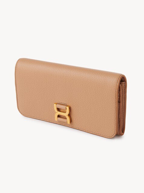 Marcie long wallet with flap in grained leather