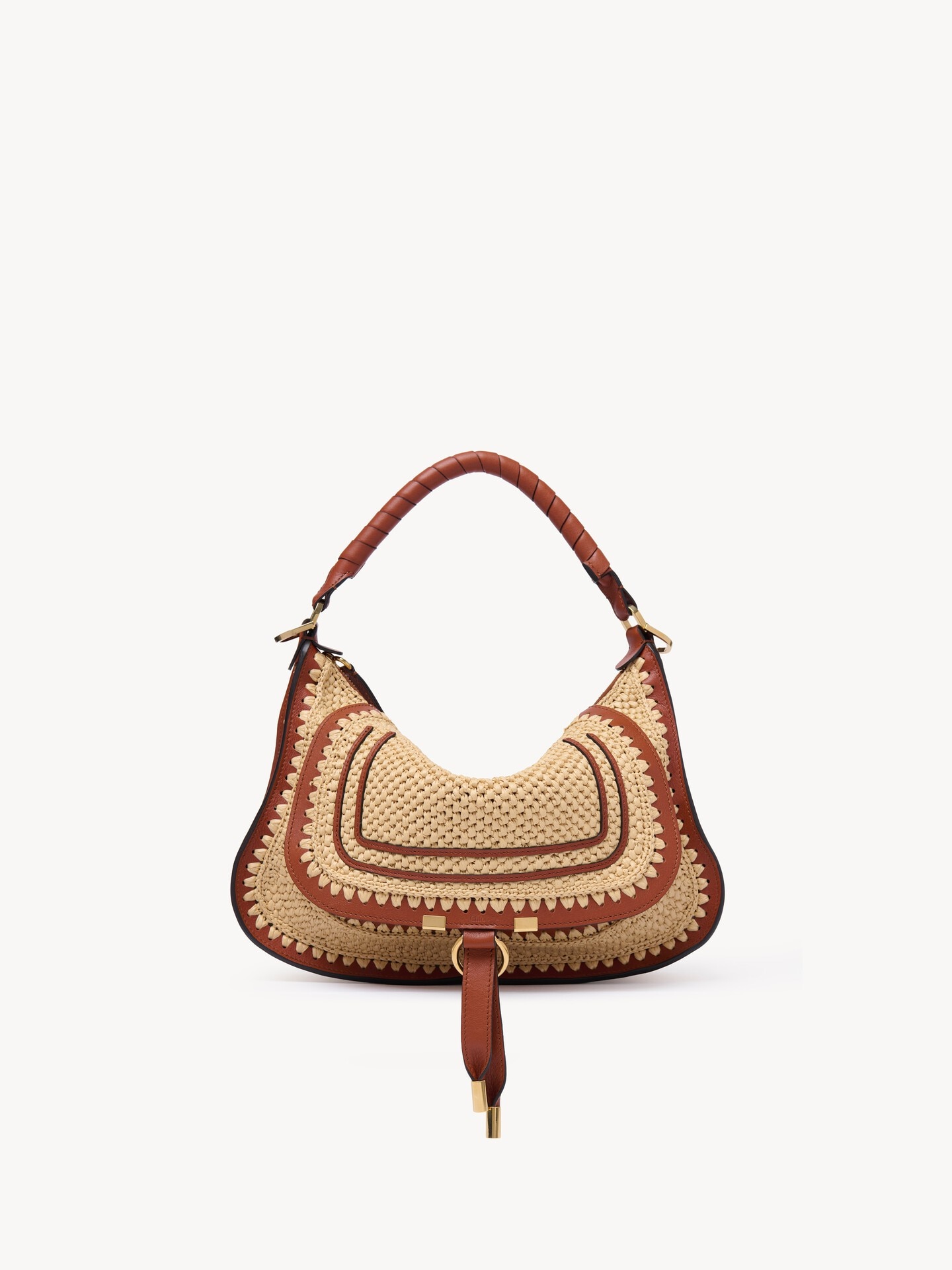 Small Marcie shoulder bag in raffia-effect - 2