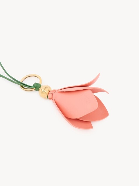 Chlo&eacute; Symbols Tulip key ring bag charm in grained leather