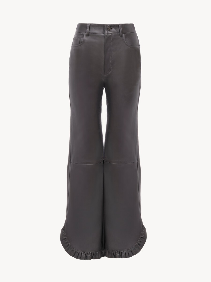 Ruffled flared pants in leather - 2