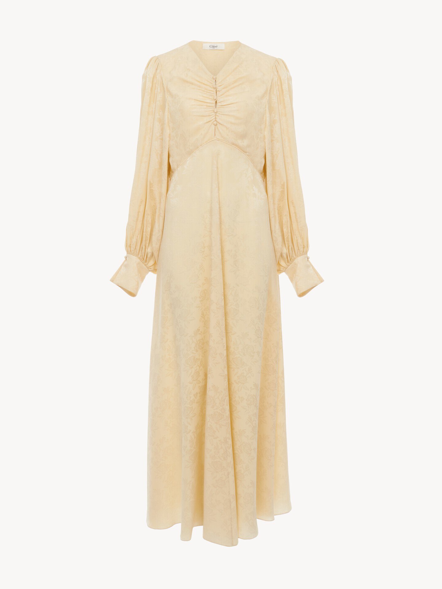 Ruched long dress in silk jacquard - 2
