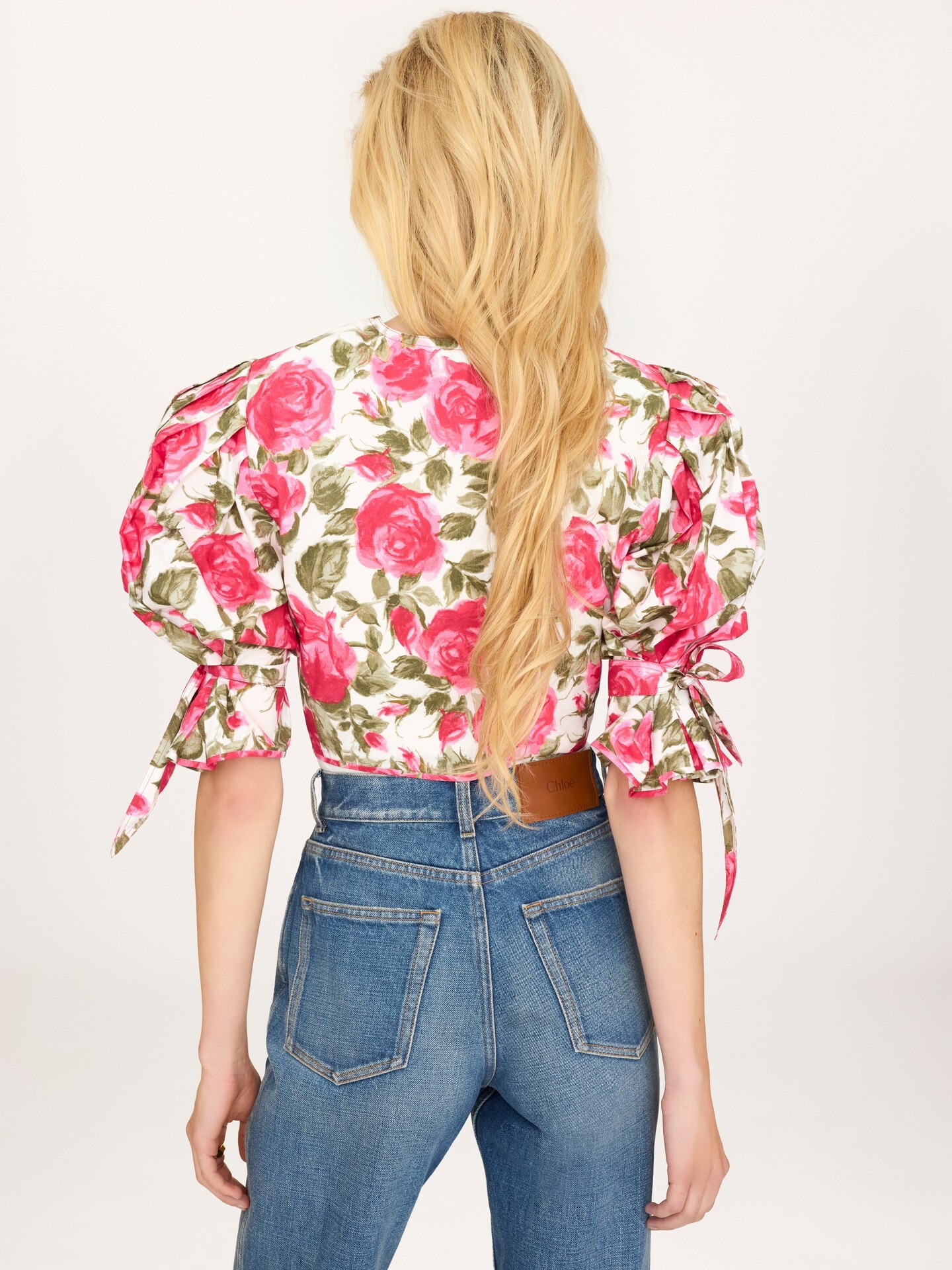 Puff-sleeve cropped top in cotton poplin - 5