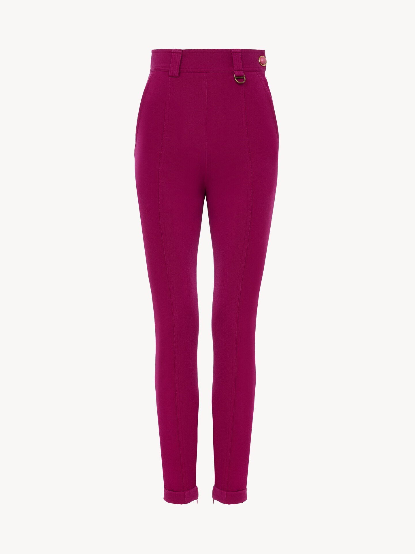 Fitted high-rise trousers in stretch tricotine - 1