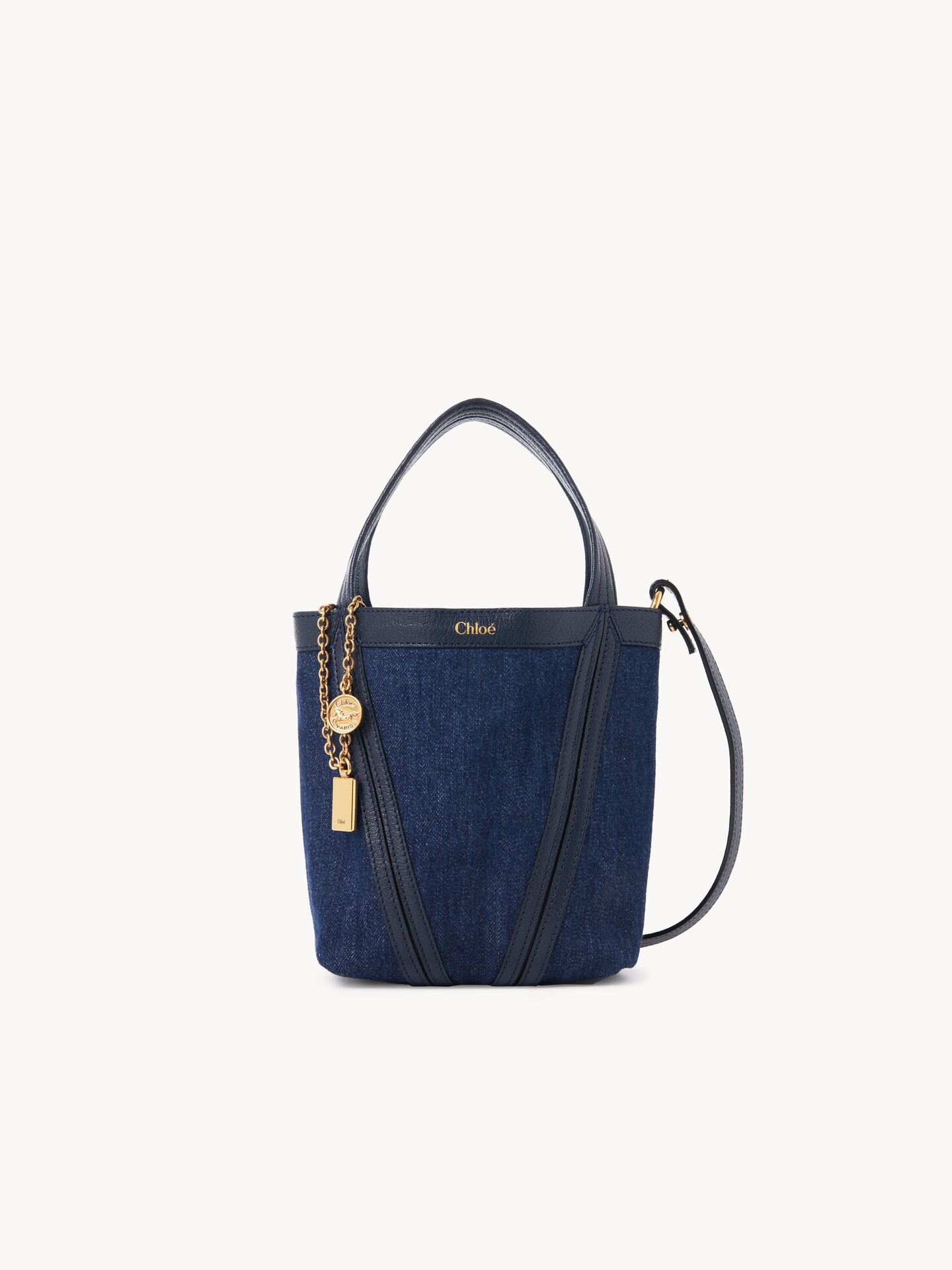 Small Chloé Spin tote bag in denim - 2