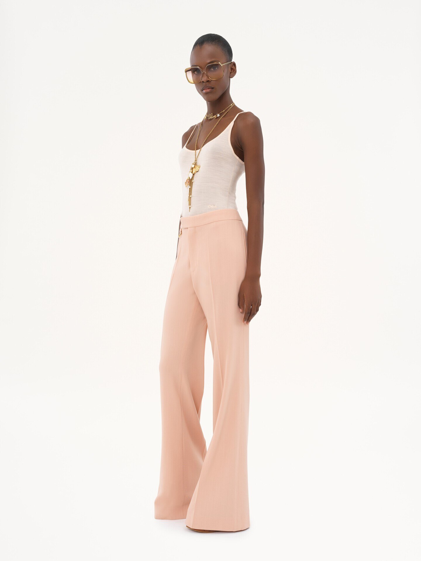 Thin-strap tank top in superfine wool knit  - 3