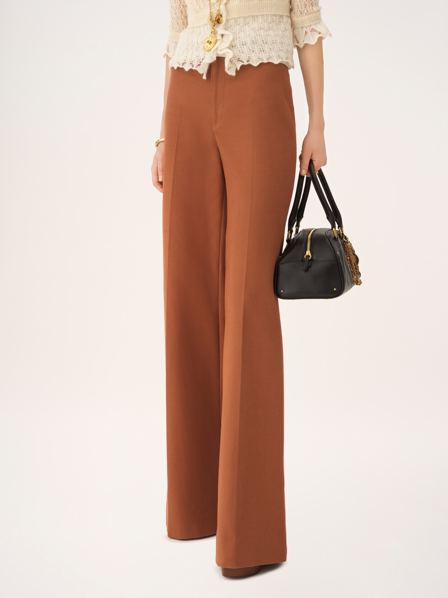 High-rise flared trousers in cotton canvas - 4