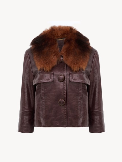 Cropped jacket in leather