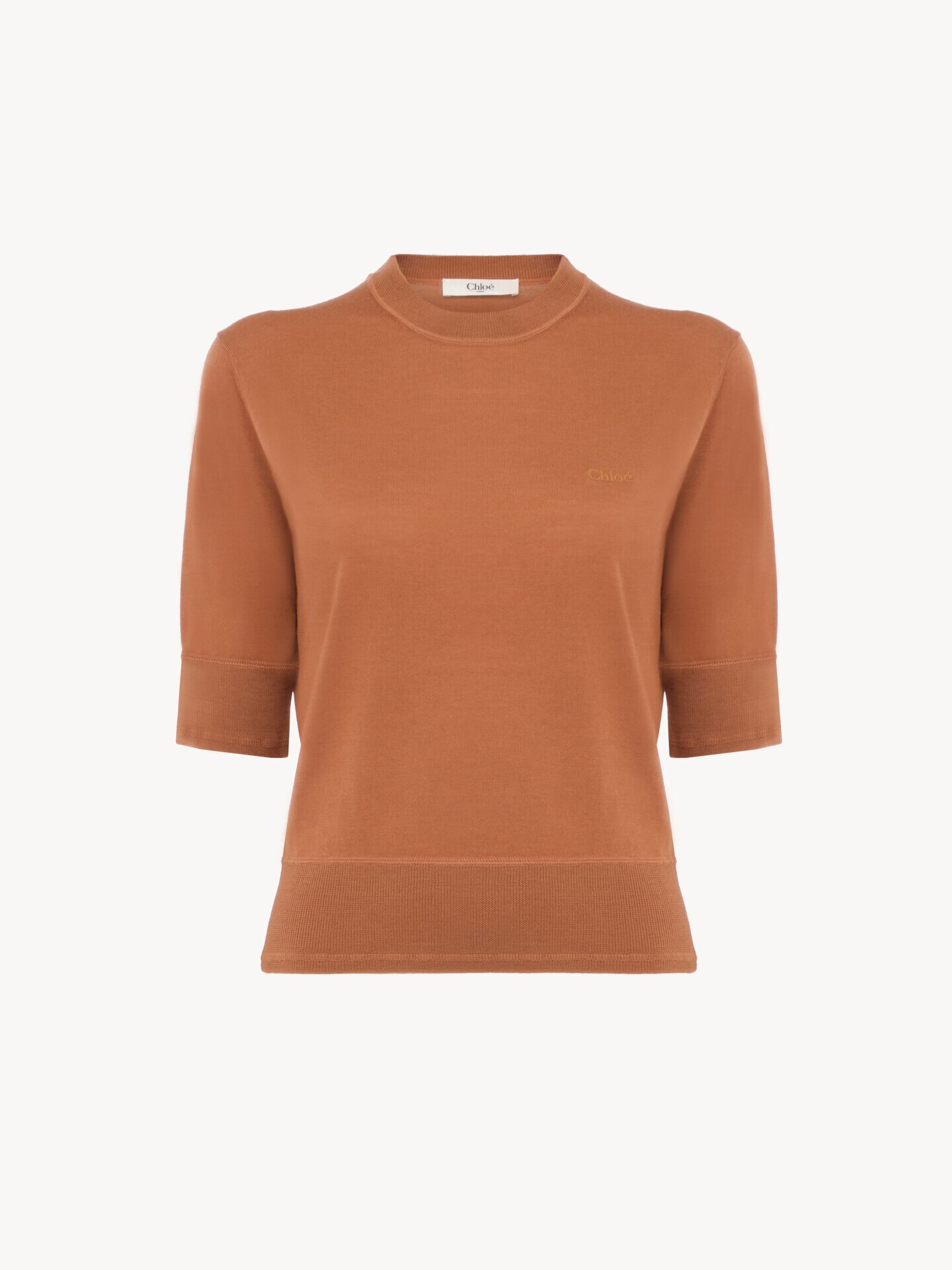 Short-sleeve logo jumper in a fine merino wool knit - 1