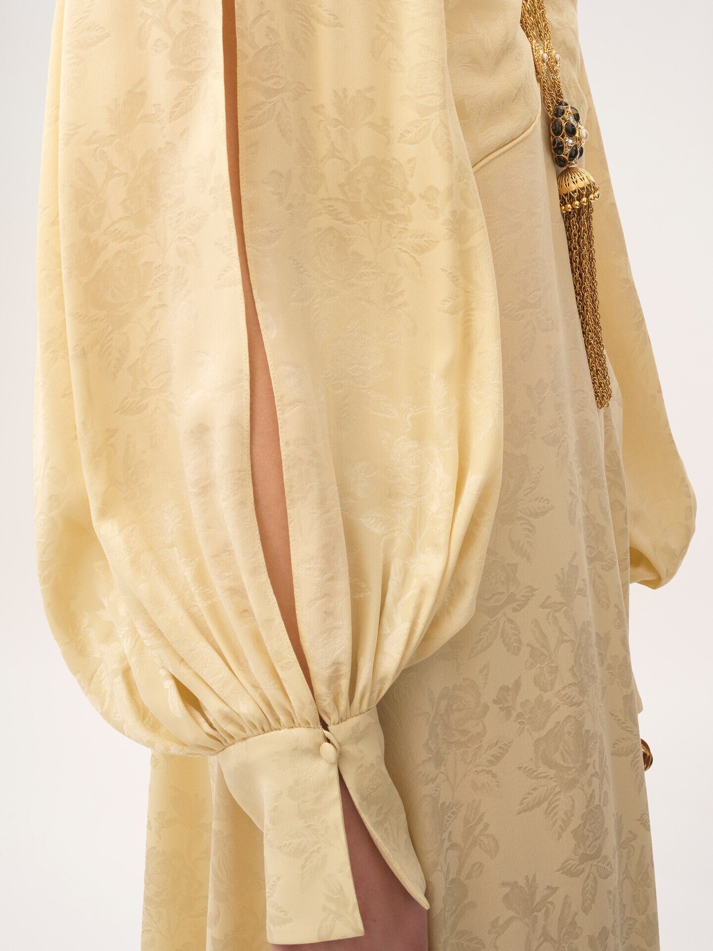 Ruched long dress in silk jacquard - 7