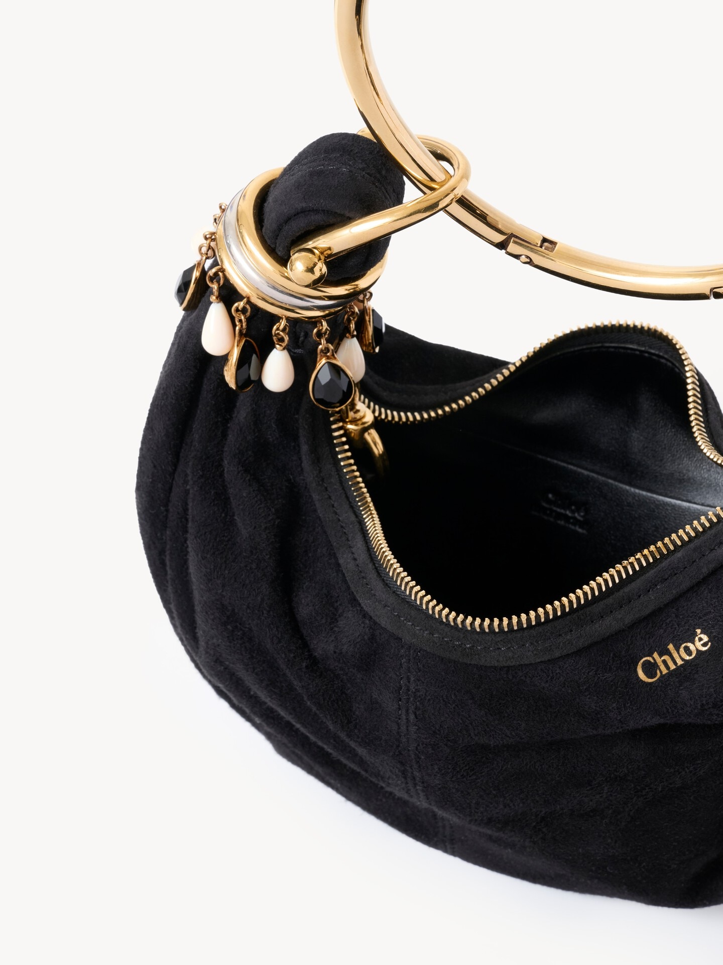 Mini Beaded Bracelet Hobo bag in suede leather - 5