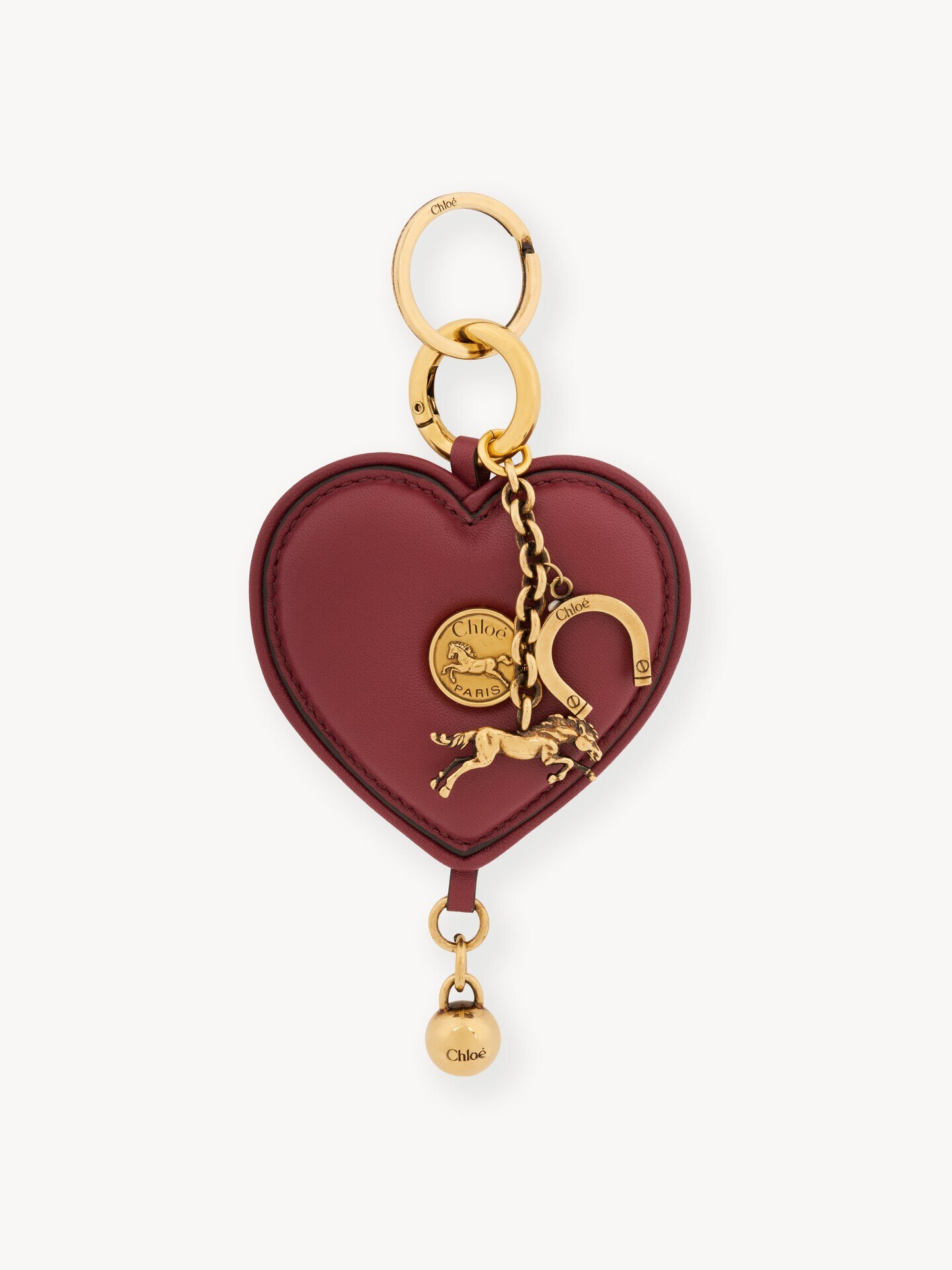Chlo&eacute; Symbols Heart key ring bag charm in soft leather - 2