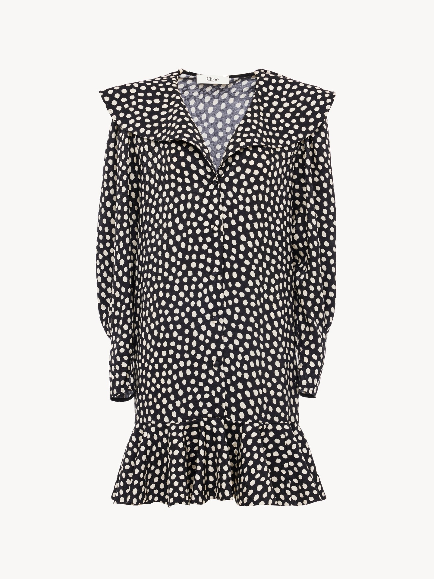 Long-sleeve mini dress in silk jacquard - 2