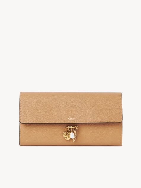 Chlo&eacute; Charms long wallet with flap in grained leather