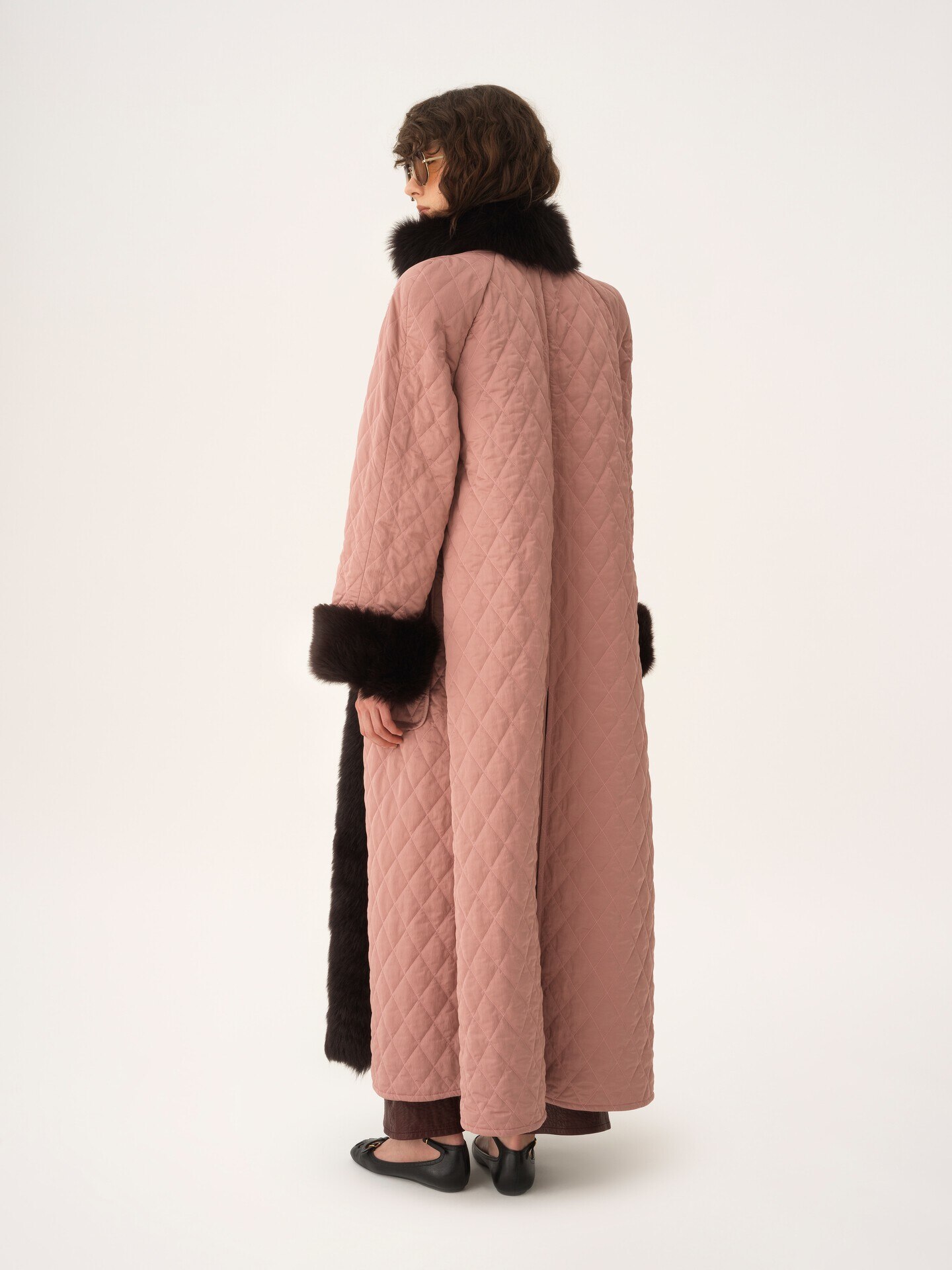 Long hybrid coat in technical satin - 7