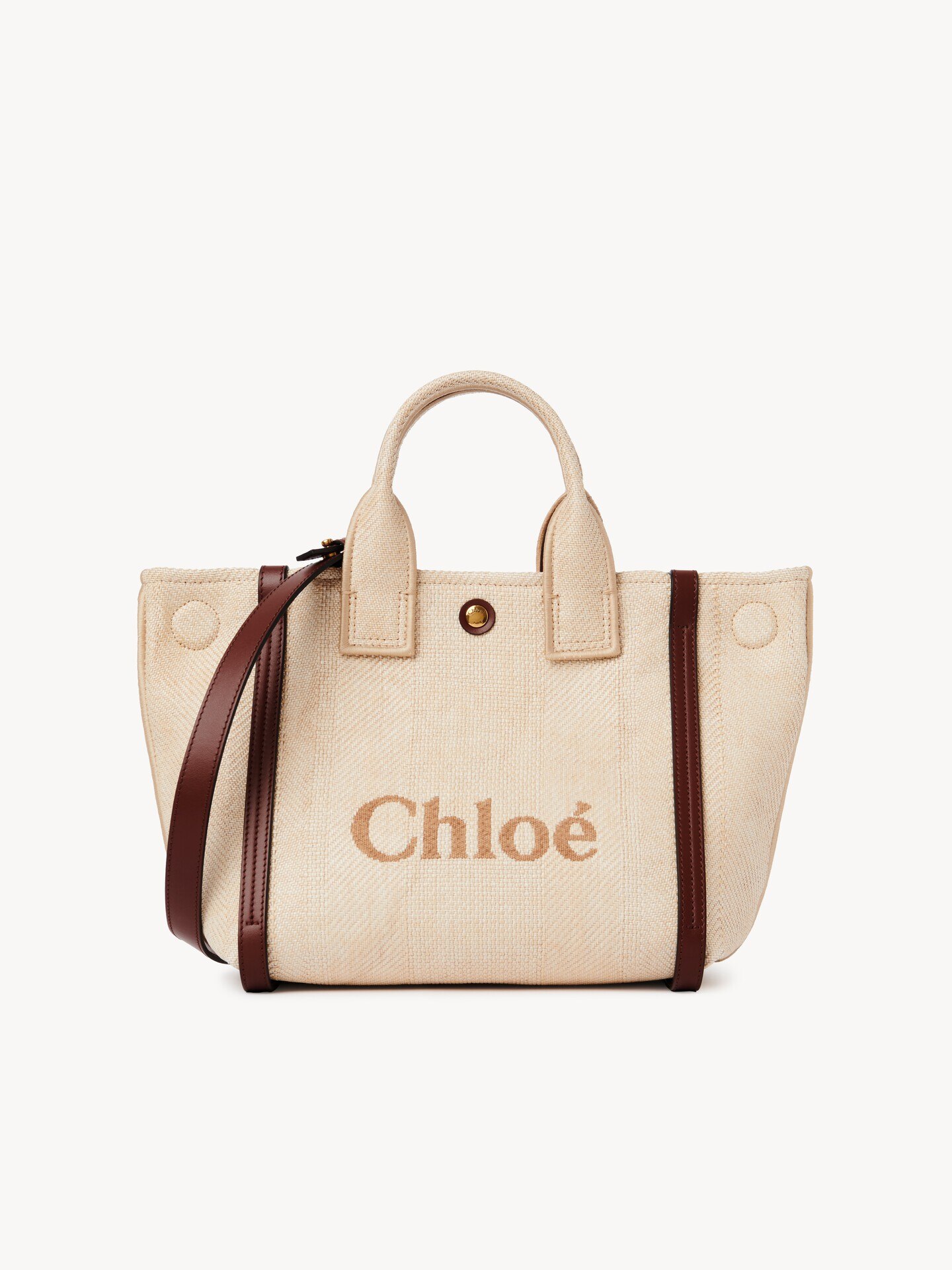 Small Chloé Carry tote bag in raffia-effect fibres - 5