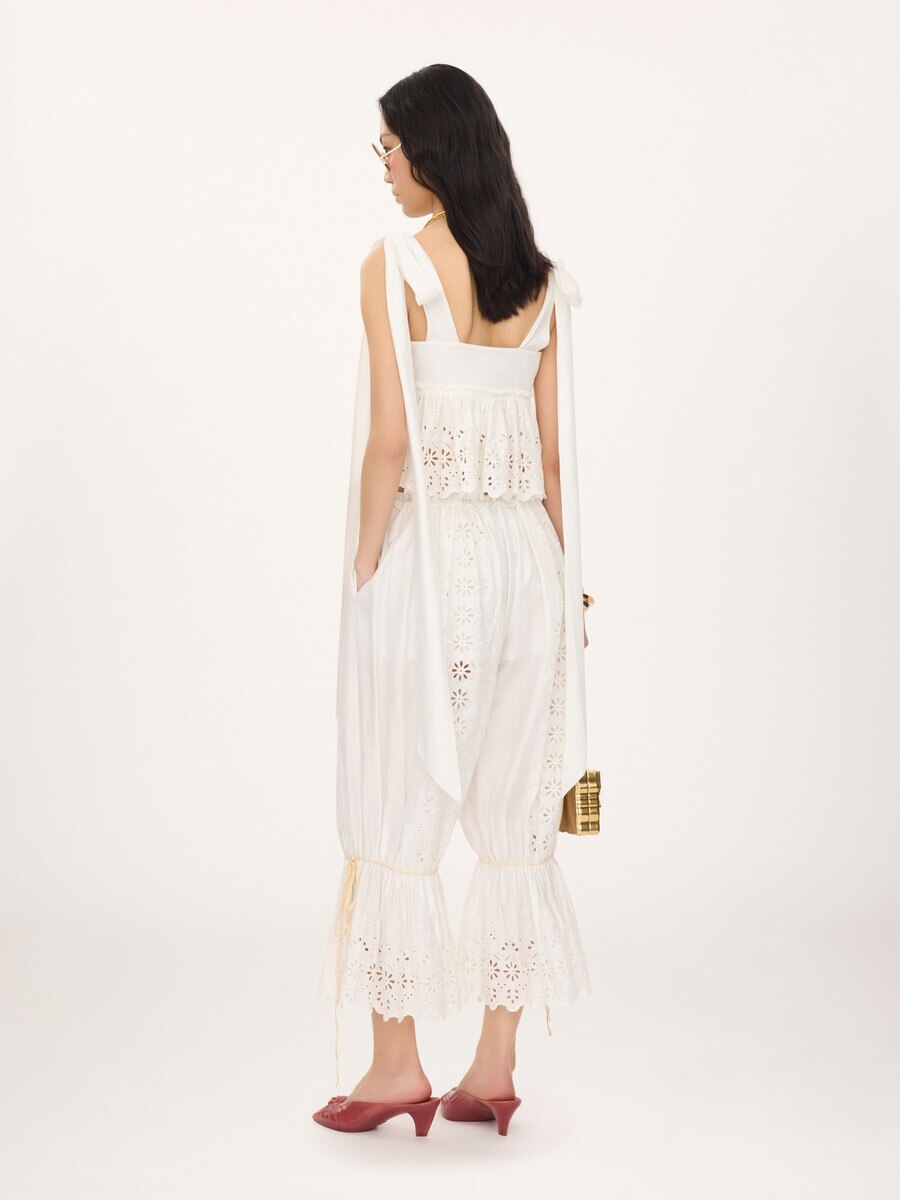 Knotted-strap cropped top in soft cotton - 5