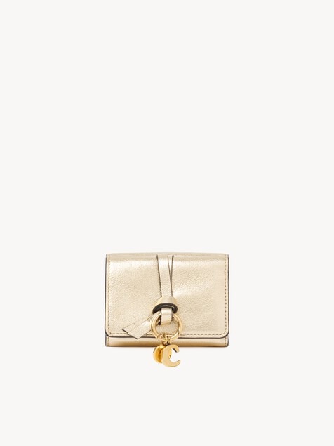 Mini Alphabet tri-fold in metallized leather