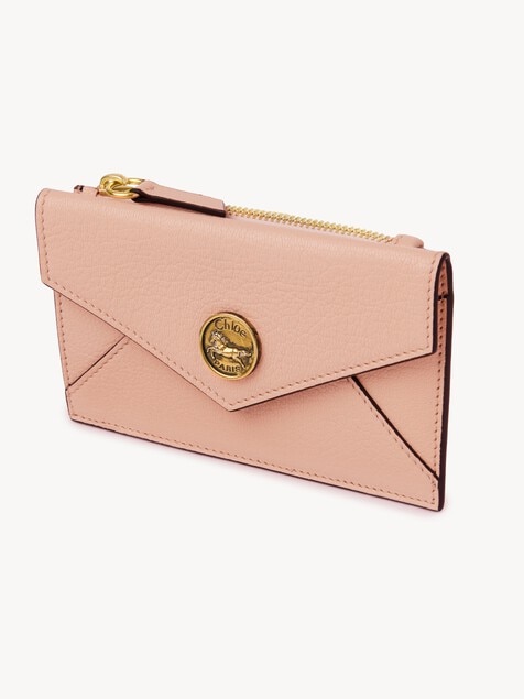 Small Envelope purse with card slots in grained leather