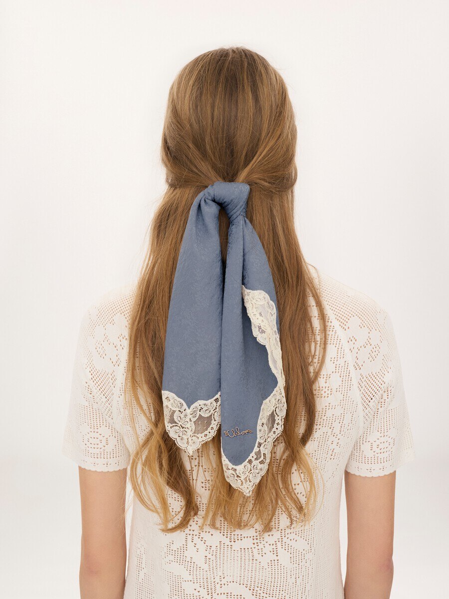 The Chlo&eacute; Poetic square scarf in silk & lace - 3