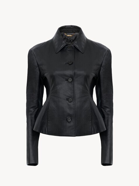 Fitted tailored jacket in leather