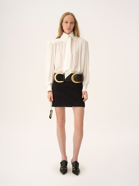Straight mini skirt in a wool-mix jacquard