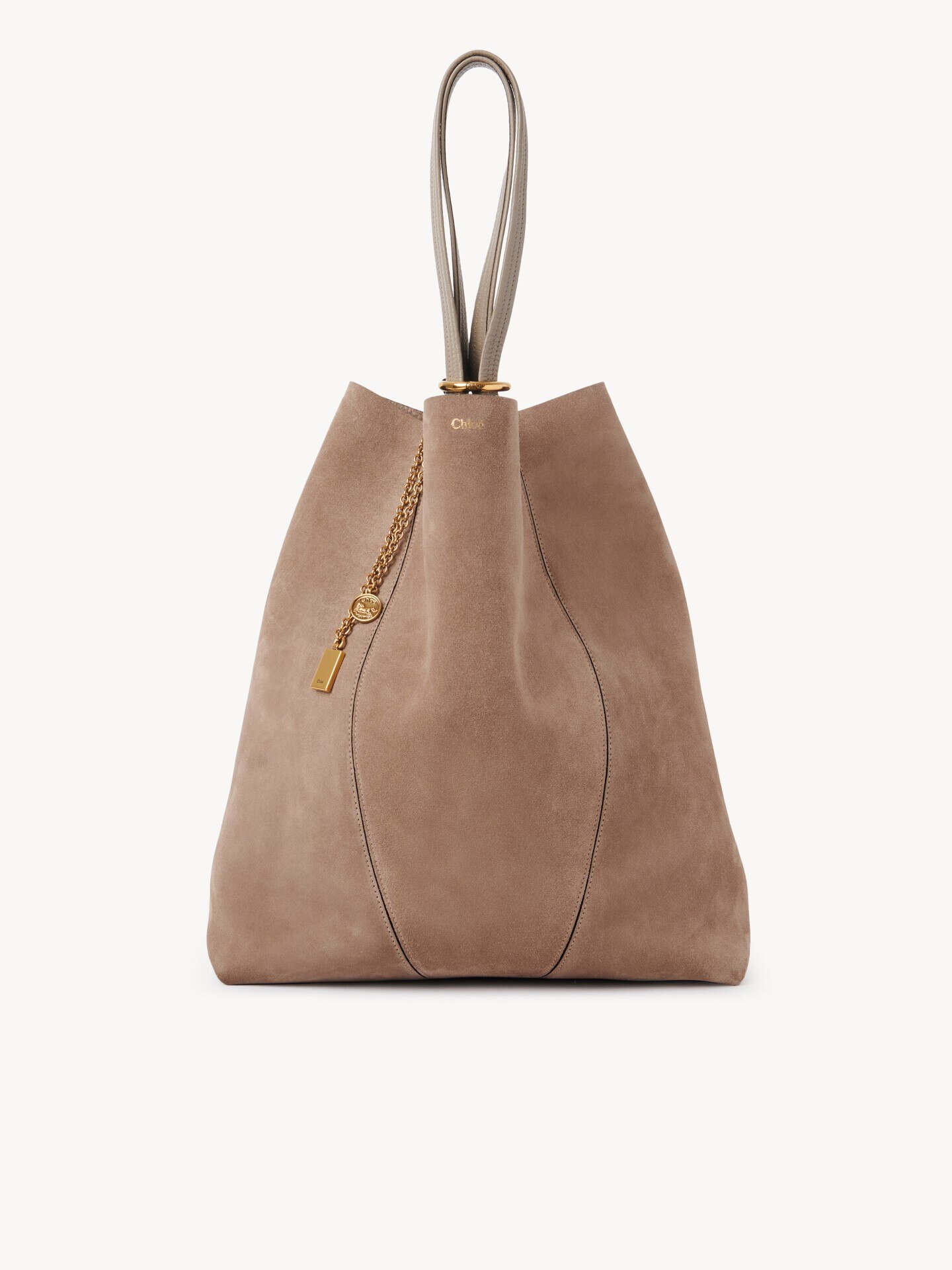 Large Chloé Spin tote bag in suede leather - 3