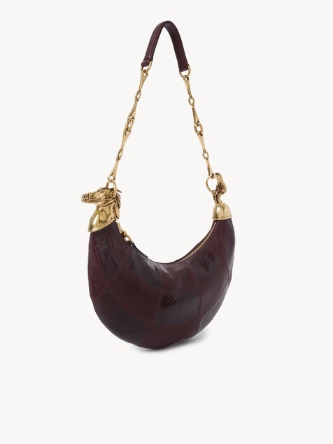 Bolso de hombro Chain Horse de cuero granulado y cuero de serpiente
