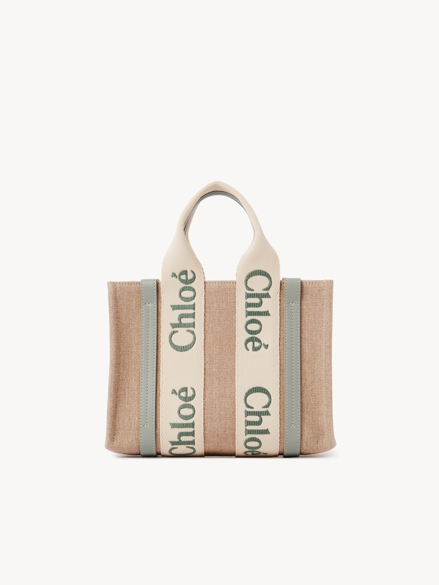Small Woody tote bag in linen - 5