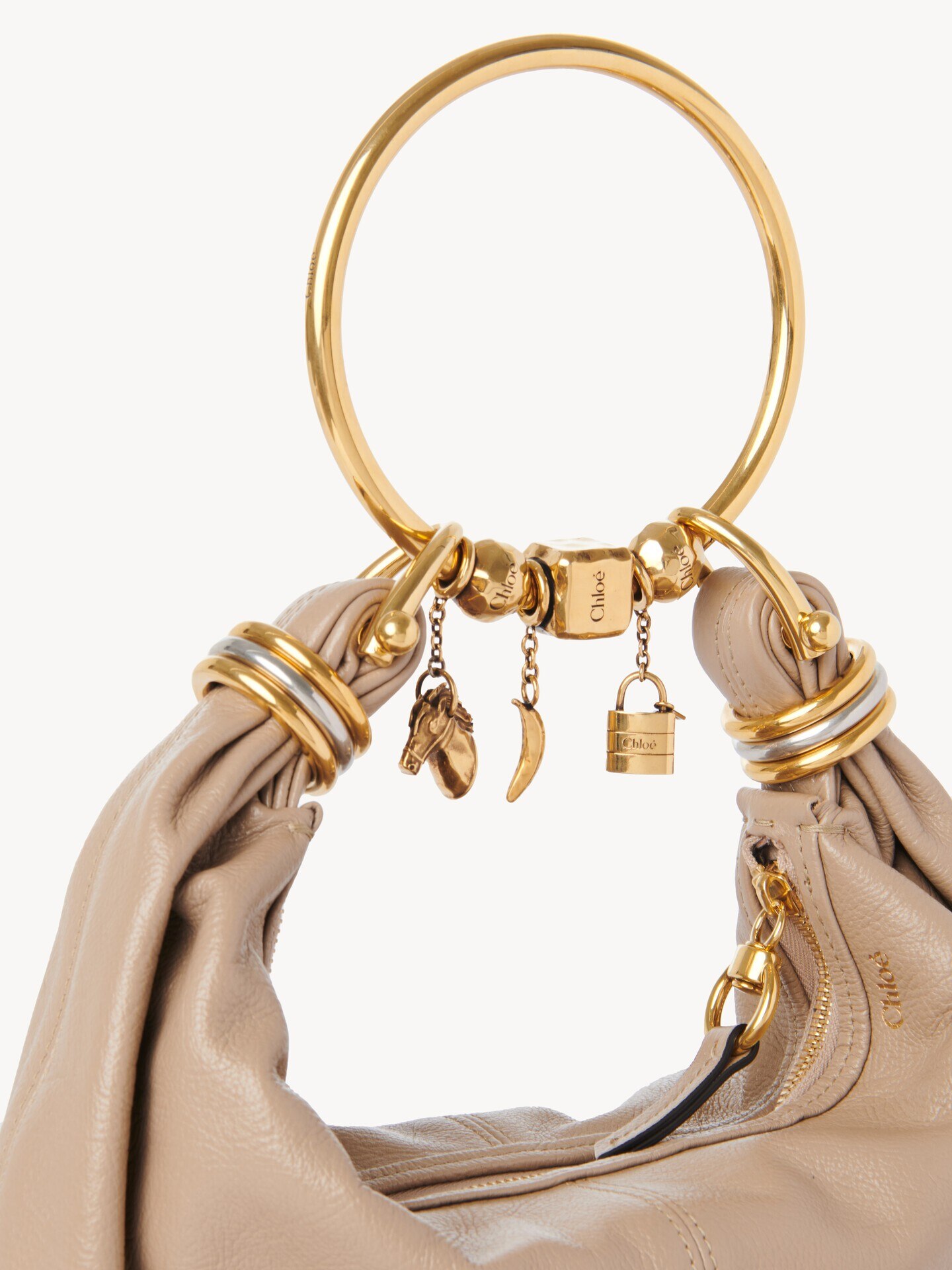 Small Bracelet hobo bag in grained leather - 8