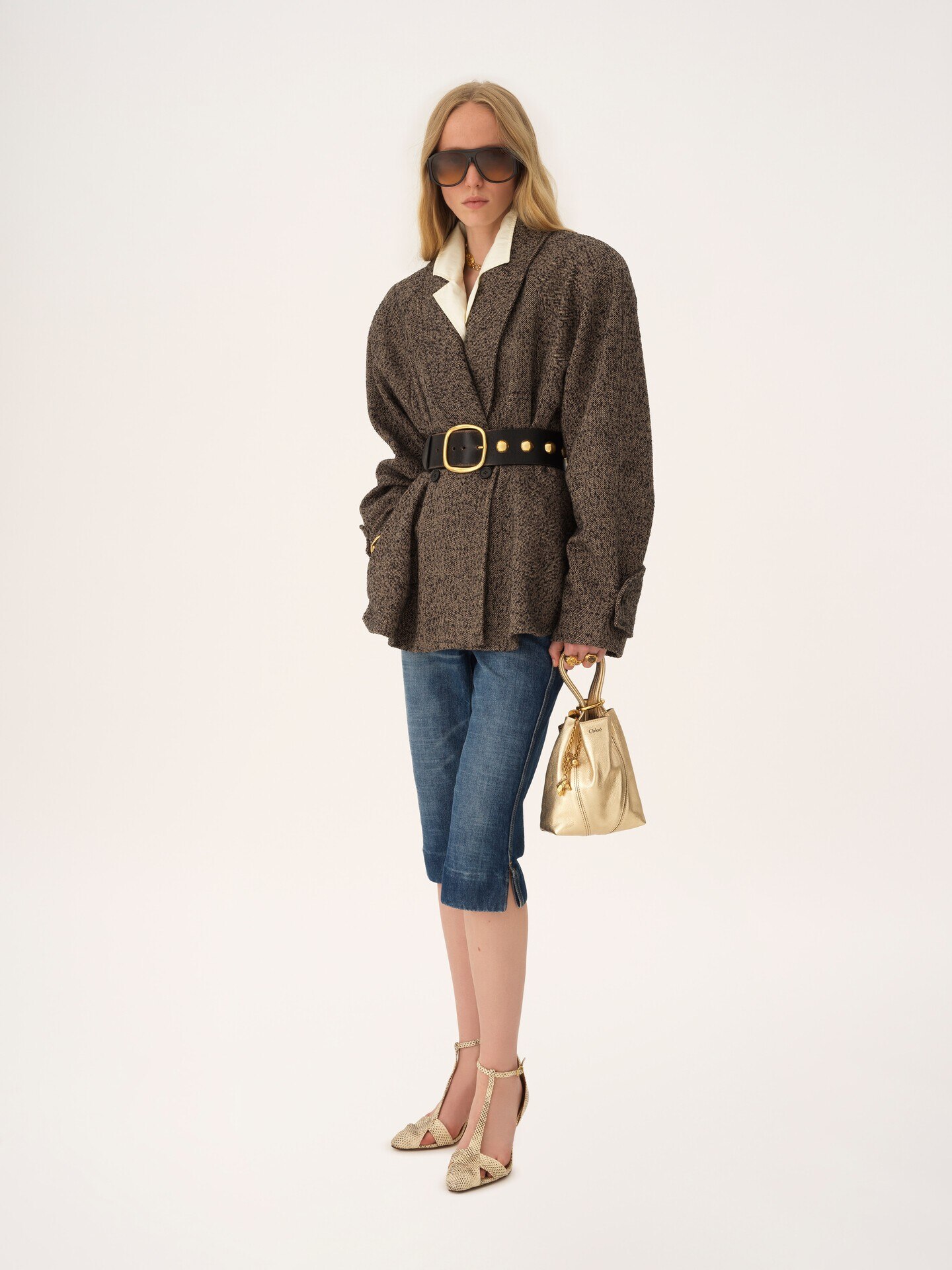 Small Chlo&eacute; Spin tote bag in metallic leather with horse charms - 9