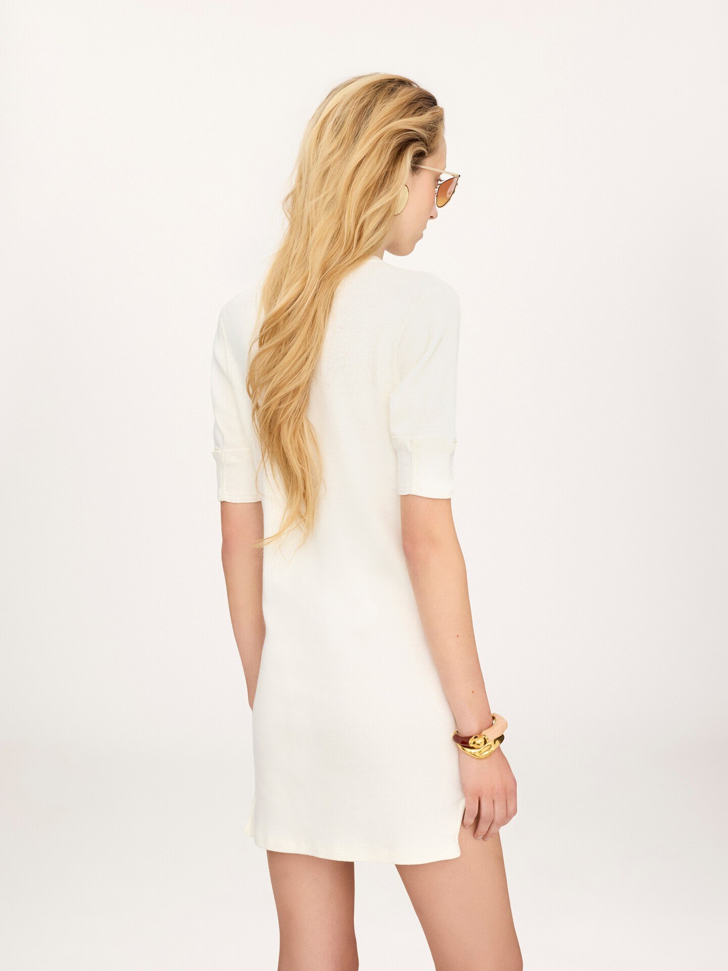 Fitted Henley mini dress in cotton jersey - 5
