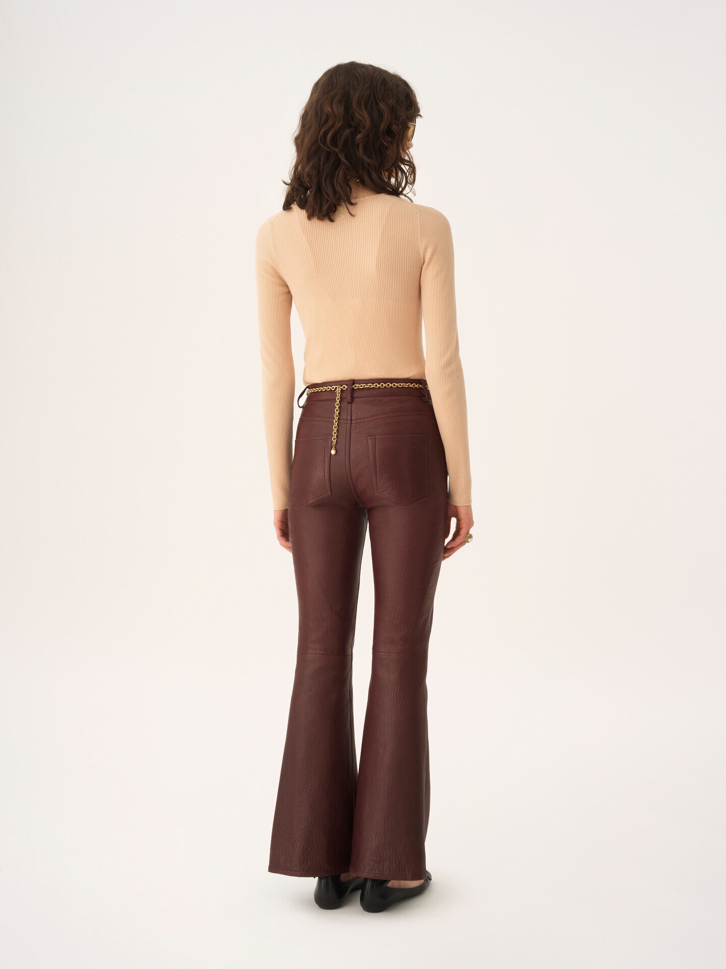 Flared trousers in leather - 6