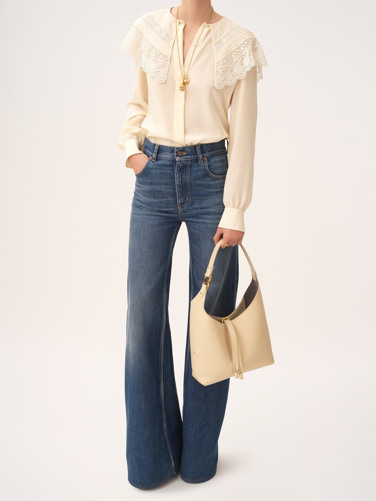 Small Marcie hobo bag in grained leather - 8