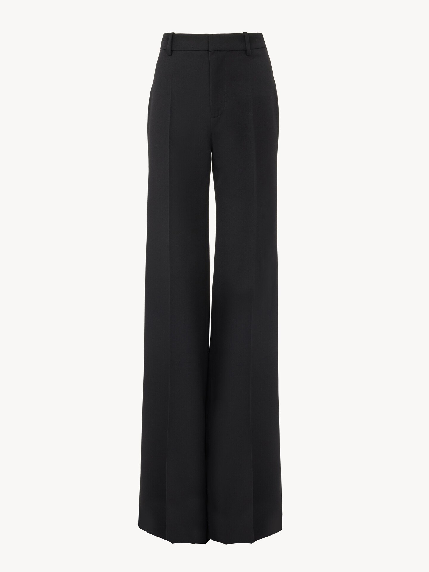 High-rise flared trousers in wool grain de poudre - 1