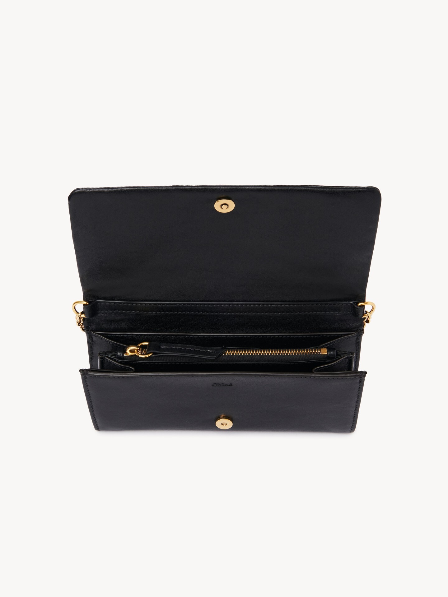 Chloé Spin flap wallet on chain in grained leather - 6