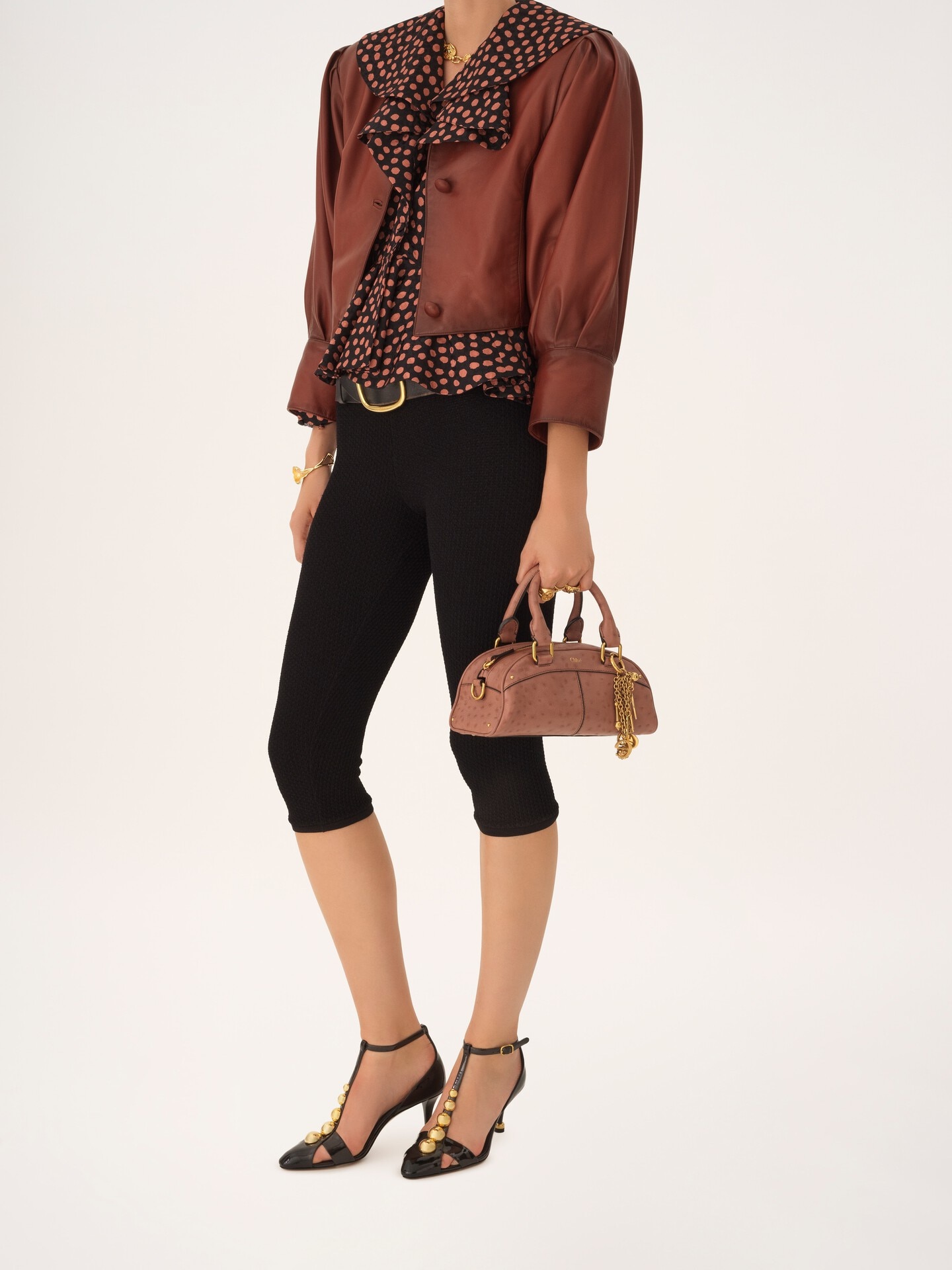 Small Chloé bowling bag in ostrich-effect leather - 8