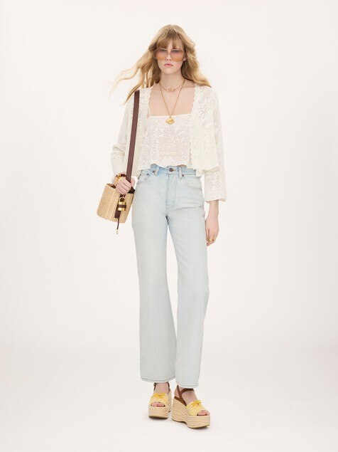 Cropped cardigan in a cotton knit