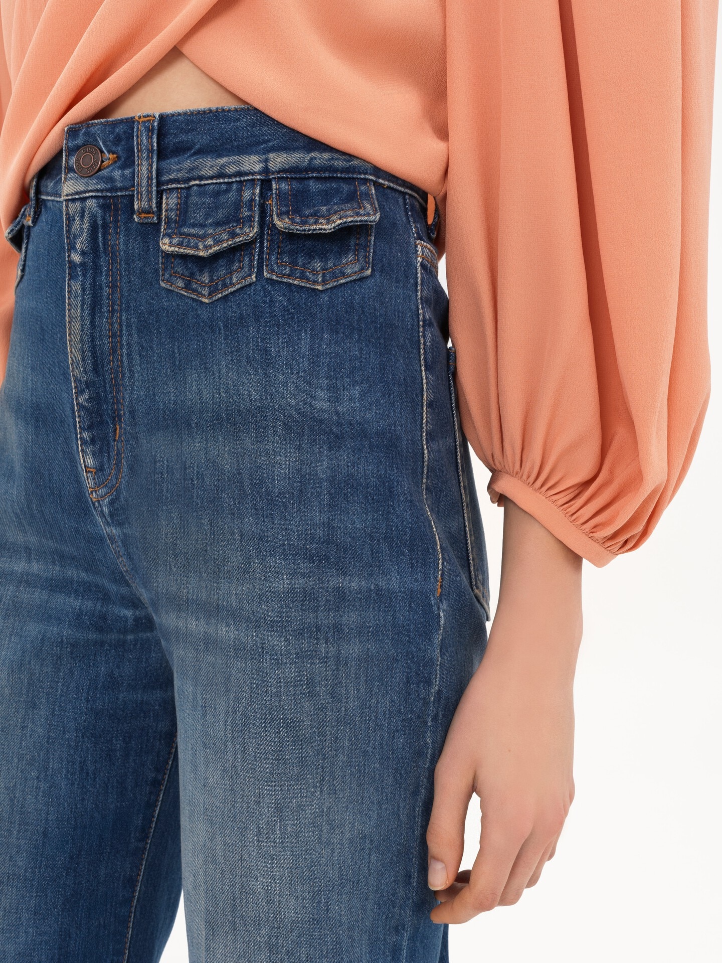 High-rise flare jeans in denim - 6