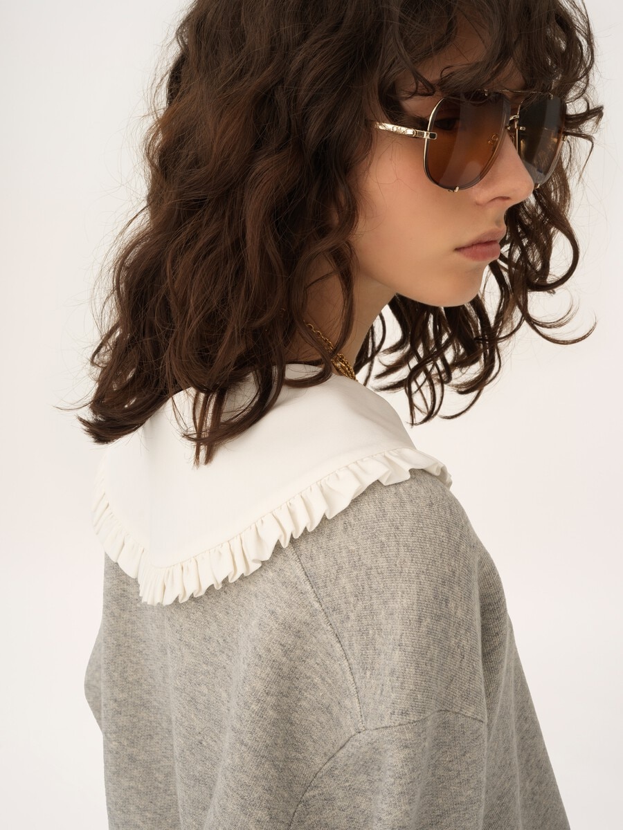Collar sweater in chin&eacute; fleece - 7